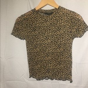 Mesh Leopard Print Top